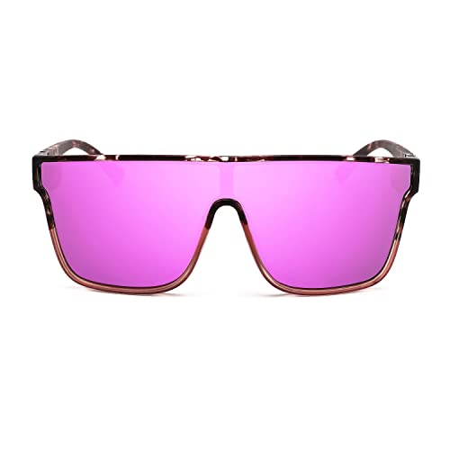 Image of FEISEDY Sunglasses for Women Men, Fashion Mirrored Single Lens Shades | 80s Rave Neon Oversized Sun Glasses, Driving Beach UV400 Sunnies B2996