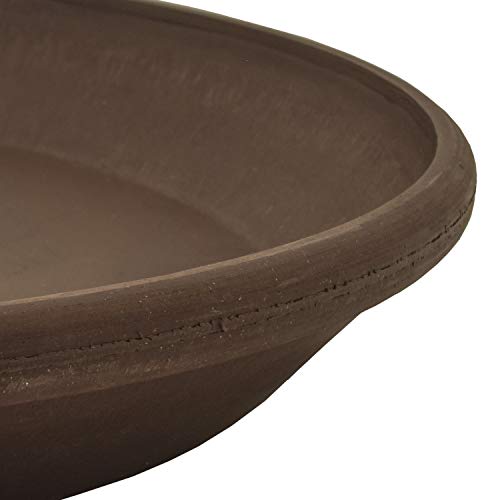 PSW Pot Collection AP35C 14-inch Plastic/Stone/Wood Composite Plant Saucer Drip Tray – No Drainage Hole (Drillable), Indoor/Outer Water Tray, Chocolate