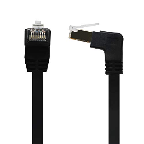 Ethernet-Verlängerungskabel, RJ45-Stecker auf Buchse, Schraubplattenmontage, CAT6/5e/5, geschirmtes Netzwerk-LAN-Verlängerungskabel, Stecker (nach unten abgewinkelt)