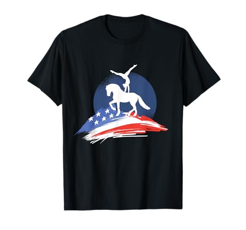 Equestrian Vaulting US-Flag Horses I Vault T-Shirt
