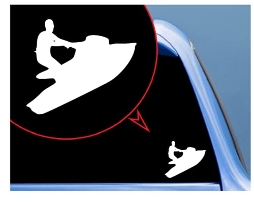 Image of Custom Decal Car for Waverunner Jetski /Car, Truck, Funny, Tumbler, Window, Motorcycle, Helmet, Bumper, Decal for Laptop, Phone, Home Decoration / 4 in x 4 in /White / # 741