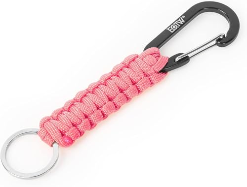 Portachiavi Paracord Con Moschettone Robusto in di Sopravvivenza Militare per Uomini e Donne in Campeggio DE-Rosa
