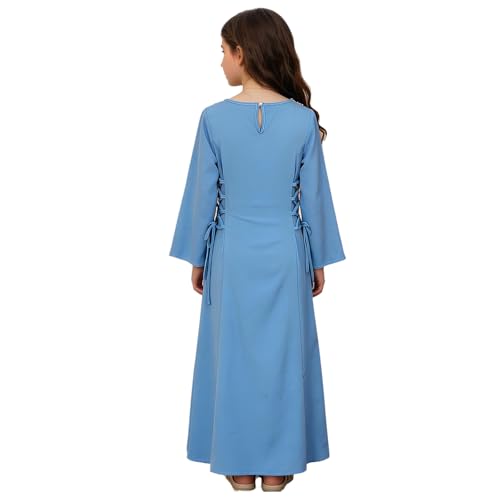 Blazer abaya de manga larga para niña: vestido árabe con cordones 5