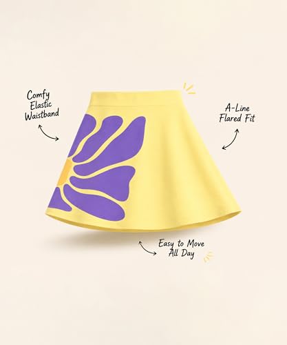 Image of KYDA KIDS Girls 100% Pure Cotton Skater Skirt with Attached Inner Shorts | Ideal for Summer Sports, Play & Casual Wear | Comfortable Fit for Girls Aged 2-16 Years
