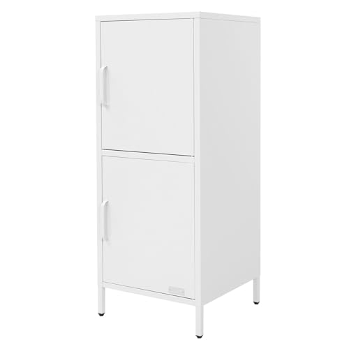 ML Design Archivador de Oficina 40x101,5x40cm Acero Blanco Armario Independiente Auxiliar Metálica con 2 Puertas y 2 Estantes Ajustables Mueble Multiusos para Almacenamiento Documentos