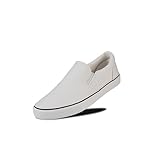 Men's Sneakers Classic Low Top Slip On Shoes Wide Canvas Skate Loafers Sneakers with Soft Insole Causal Dress Shoes for Men Comfortable Walking Shoes Slip on Sneakers for Men, Whiteline, 10