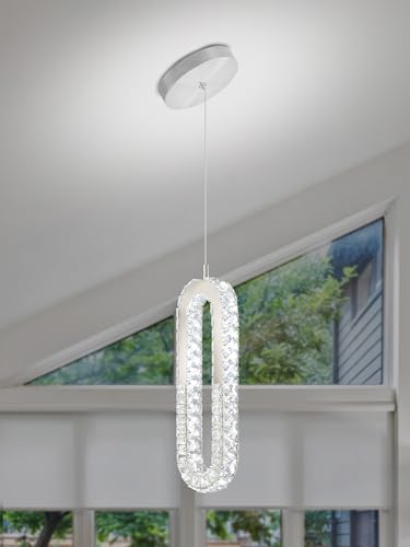 Ykolupty TP0212-1Y 1-Light Silver Chandelier With Dimmable Ceiling Light Crystal Pendant Light For Kitchen Island thumb #7