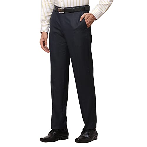 Image of Park Avenue Men's Polyester Blend Structure Pattern Smart Fit Flat Front Formal Trouser