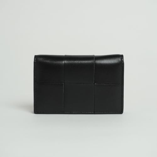 Genuine Leather Woven Card Holder Wallet, Sheepskin Braided Card Holder (Black)2