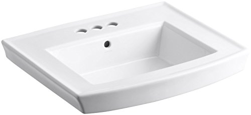 KOHLER K-2358-4-0 Archer Pedestal Bathroom Sink Basin with 4-Inch Centers, White