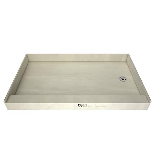 Tile Redi 3360RSPVC-15-2-4 Shower Pan with Right Drain- Single Curb Shower Base, 2" PVC Drain, and Plate Included, 60" Width x 33" Depth by Tile Redi USA - Used condition - US$122.13