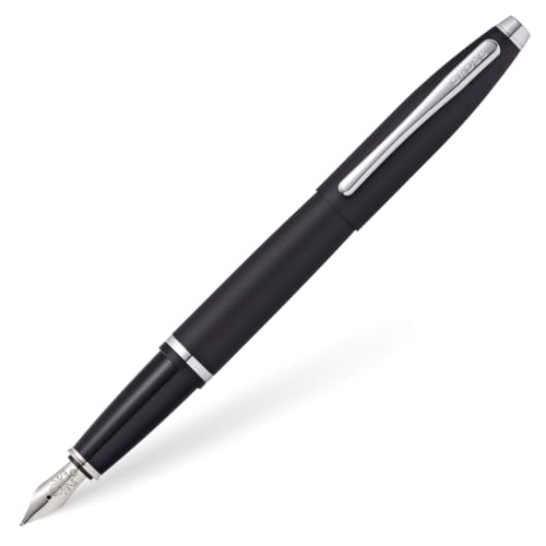 Image of Cross Calais Matte Black Refillable Fountain Pen - Medium Point, Black Ink, Smooth Writing, Presented in a Luxury Gift Box