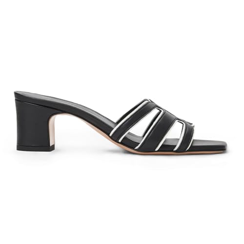 Bruno Magli - Women's Enora Sandal, Italian Leather Shoes with Slip On Closure (Black Nappa/Bone, 9.5) angle 2
