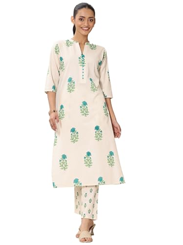 Image of Libas Printed Cotton Straight Kurta with Trouser