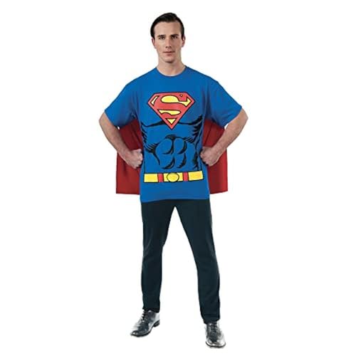 Rubie's Official DC Comics Superman T-Shirt Set Costume, T-shirt & Cape, Adult Superhero Fancy Dress