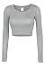 LE3NO Womens Fitted Long Sleeve Crop Top with Stretch, L3NWT1073_HEATHERGRAY, Large