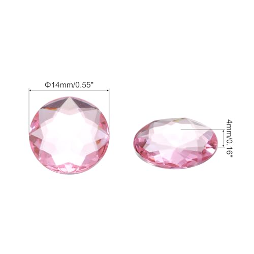 Image of MECCANIXITY Flat Back Round Acrylic Rhinestones,14mm Light Pink Flatback Crystal Rhinestones for Crafts Clothes Shoes DIY Decoration Gifts 50Pcs