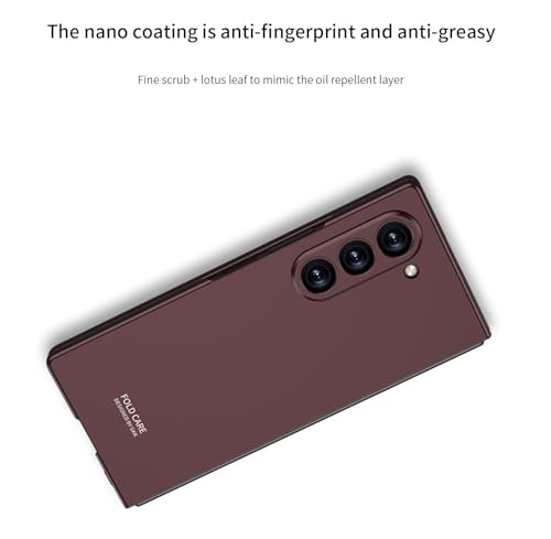 Image of Midkart Matte Case Compatible with Samsung Galaxy Z Fold 6 (Release 2024) with Front Glass Cover Hard PC Thin Independent Camera Protection, Burgundy