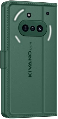 Image of KIVANO LUXE Compatible for Nothing Phone (3a) Pro Luxury Handmade Leather Magnetic Flip Folio Case | Card Holder & Kickstand | Slim Protective Cover | Unisex - Green