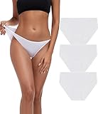 ANLIQI High Cut String Bikini Panties Stretchy Soft Modal Low Waist Underwear Ladies Hipster Panties Multi Pack(3W,S)