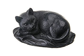 Statuette décorative en Pierre de Chat Noir - 10 cm