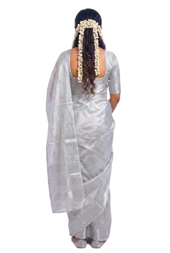 Image of Kerala Traditional Tissue Saree for Women with Running Blouse | South Indian Ethnic Saree for Weddings Onam Vishu Temple Wear & Festivals