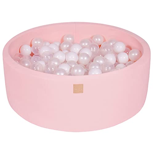 Image of MEOWBABY Baby Ball Pool – Ball Pits 90 x 30 cm for Children with 200 Balls – Children's Cotton Ball Pool, Light Pink