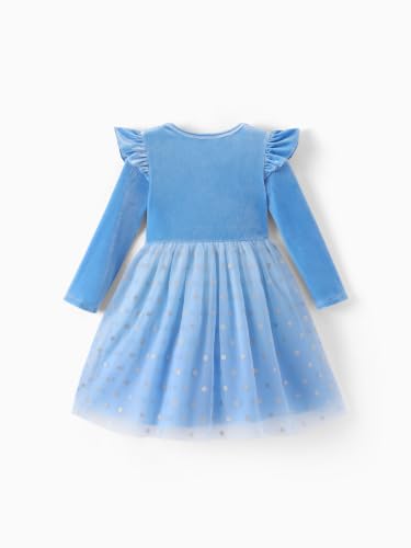 Image of Disney Girls' Tulle Tutu Dress Birthday Party Outfit Baby /Toddler | Officially Licensed, Frozen Elsa, Minnie, Princess, Velvet Top with Belt, Multi-Layer Mesh Skirt, Ruffle Long Sleeve Clothes