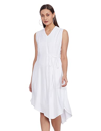 Image of AND Women's Viscose Asymmetrical Knee-Length Casual Dress