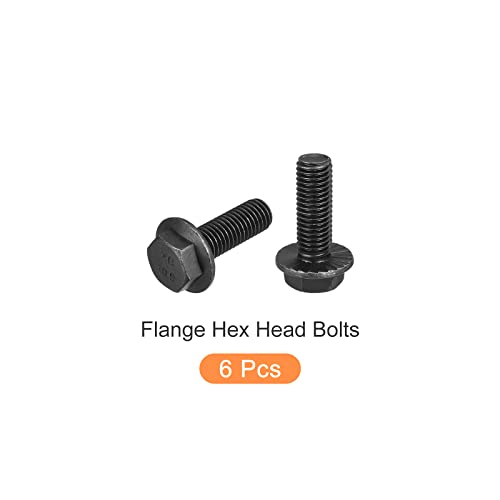 Image of METALLIXITY Flanged Hex Head Bolts (M12x35mm) 6pcs, Hexagon Serrated Flange Bolt Fully Thread Screw - for House Construction Hardware Fasteners