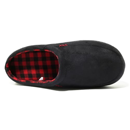 Image of NewDenBer Men's Warm Memory Foam Suede Plush Fleece Lined Slip on Indoor Outdoor Clog House Slippers