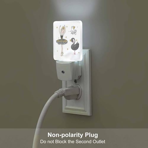Image of Led Night Light,Ballerina Girl with Black Swan Led Night Light Plug Into Wall with Dusk to Dawn Light Sensor White Energy Efficient Nightlight for Bedroom Hallway Living Room Kitchen