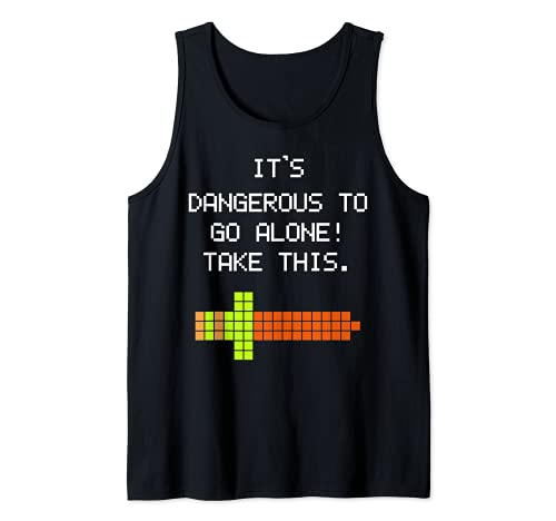 Funny Nerdy It's Dangerous to Go Alone Take This Video Game Tank Top, Black