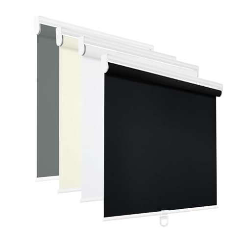 Image of Changshade Blackout Roller Shades for Indoor Windows,Cordless Roller Blinds,Free-Stop Roll Up Shades with Thermal Insulated, Uv Protection Fabric for Bedroom,Office,French Door,32.5 inch W72 H,Black