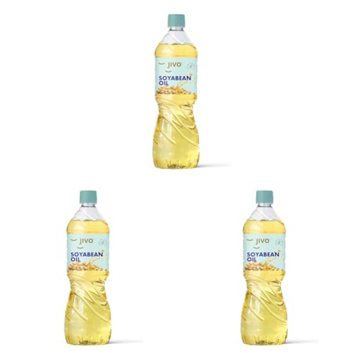 Image of Jivo Cooking Edible Soyabean Oil 1 Litre | High in Omega-6 PUFA | Contains Tocopherols Natural Antioxidant | Suitable for Daily Cooking | (Pack of 3)