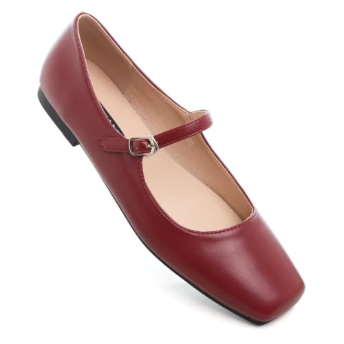 Image of TN TANGNEST Leather Flats for Women Retro Mary Jane Flats
