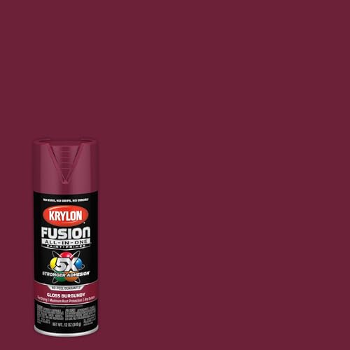 Image of Krylon Fusion All-In-One Adhesive Spray Paint for Indoor /Outdoor Use, 12 oz, Burgundy