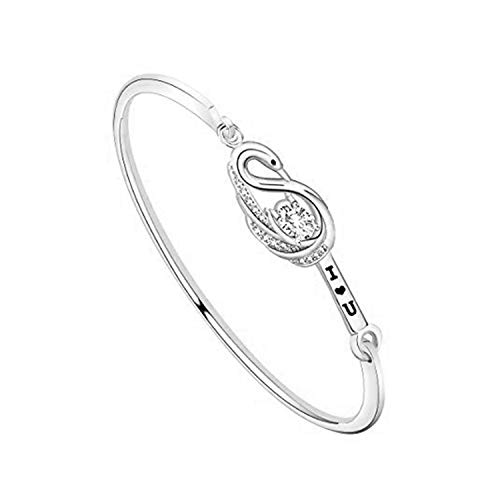 MYOSPARK I Love You Swan Bangle Bracelet With Clear Zircon Bird Jewelry For Swan Lover Mother's Day Gift For Mom Wife (swan bracelet S)