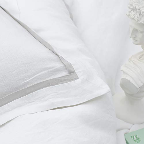 Linge de lit 100 % lin blanc 223,5 x 233,7 cm avec taies - 6