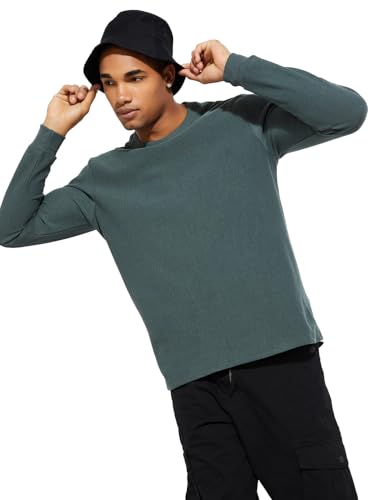 Image of Max Men's Cotton Blend Regular Fit Ribbed T-Shirt URB N