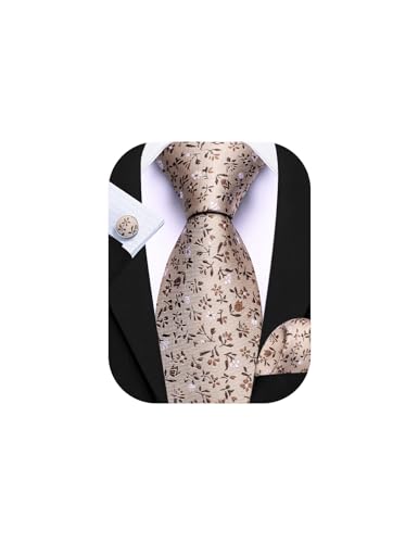 Image of Barry.Wang Ties for Men Silk Tie Sets Polka Dot Woven Necktie Pocket Square Cufflinks Business Wedding