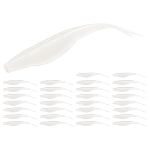 Probite Fork Tail Soft Lures- Realistic Jerk Bait & Fluke Action Soft Lures for Bass Trout & Crappie - Versatile Freshwater & Saltwater Fishing Bait (5 inch 30pcs Albino)