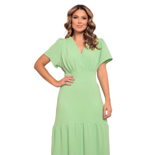 Vestido Longo Três Marias Festa Casamento Linha Luxo (BR, Alfa, GG, Regular, Regular, VERDE MENTA)