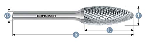 Karnasch 113071.015 8mm Flame Shape Uncoated Carbide Burr Cross Cut FLM