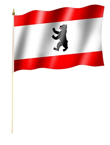 Stockflagge/Stockfahne BERLIN Flagge/Fahne ca. 30 x 45 cm mit ca. 60cm Stab/Stock