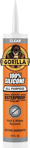 Gorilla 100% Silicone Waterproof Caulk, Clear...
