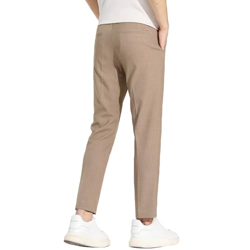 Men's Breathable Dress Pants Straight Leg Textured Trousers with Embroidery for All-Day Office & Commute Wear3