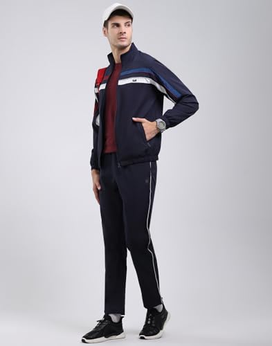 Image of Monte Carlo Men Regular Fit Solid Mock Neck Full Sleeve Winter Tracksuit | Men Track Suit | Stylish Sportswear Set with Jacket and Lower | Activewear Set For Men's (Pack Of 1)