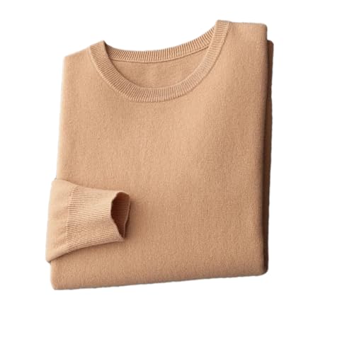 Men Solid Merino Wool Round Neck Sweater Long Sleeves Business Casual Soft Pullover Jumper