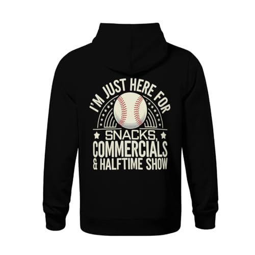 Kids Funny baseball I'm Just Here for Snacks Commercials Halftime Show Boys Girls Lightweight Kangaroo Pocket Fleece Hoodies3